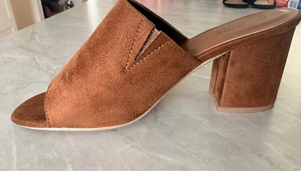 Ardene Camel Faux Suede Mules - Size 8 - photo 3