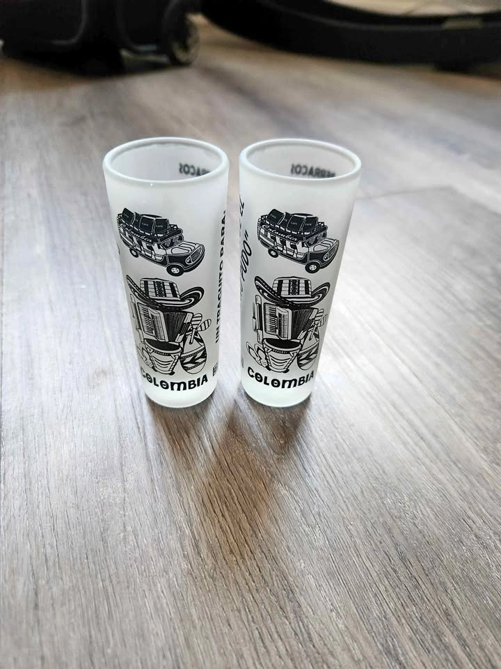 Set of 2 Colombia Frosted Shot Glasses