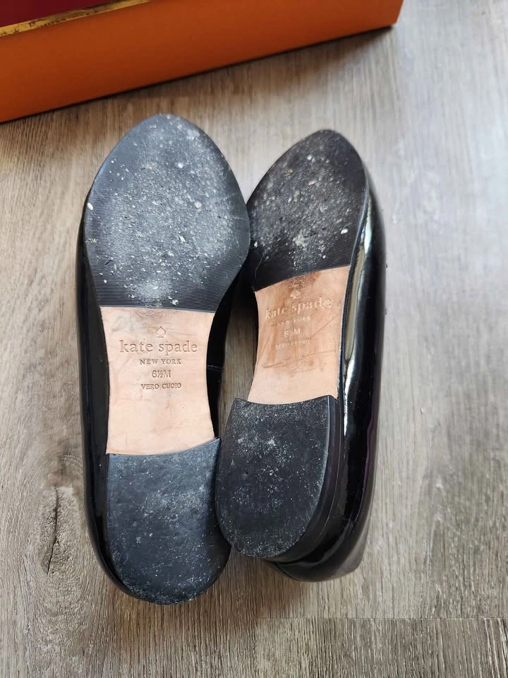 Kate Spade New York Black Patent Tweed Loafers 6.5M - photo 3