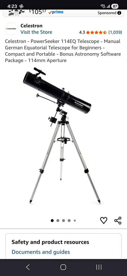 Celestron PowerSeeker 114EQ Telescope