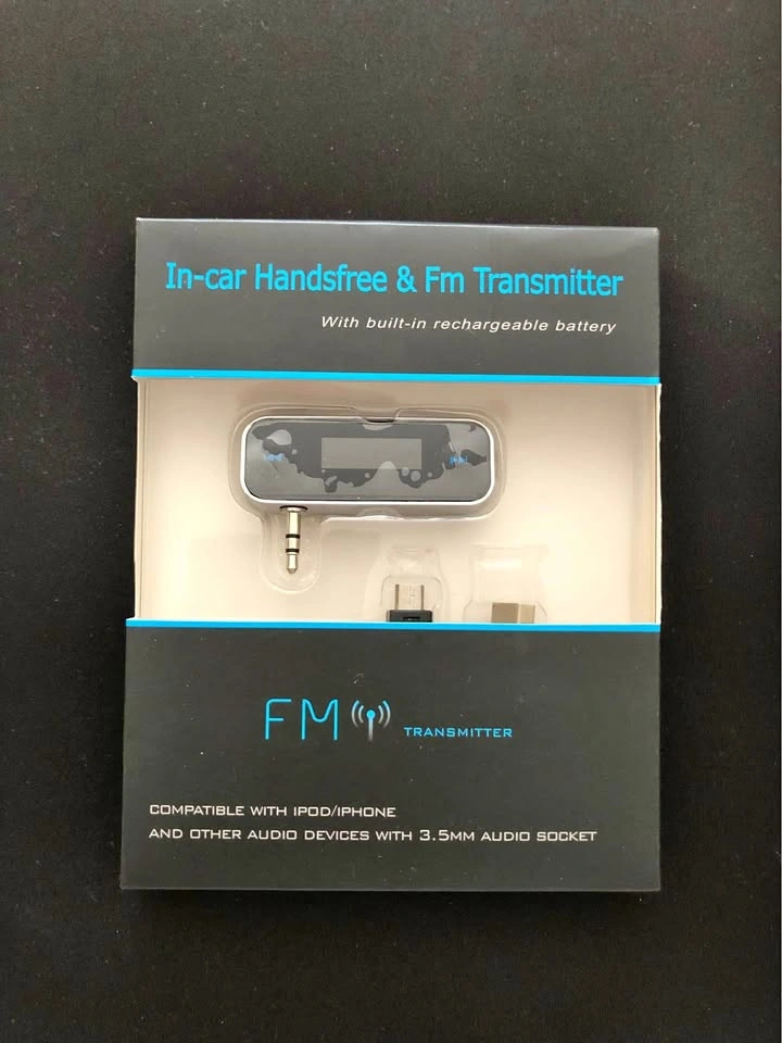 In-car Handsfree FM Transmitter for iPhone iPod 3.5mm Audio