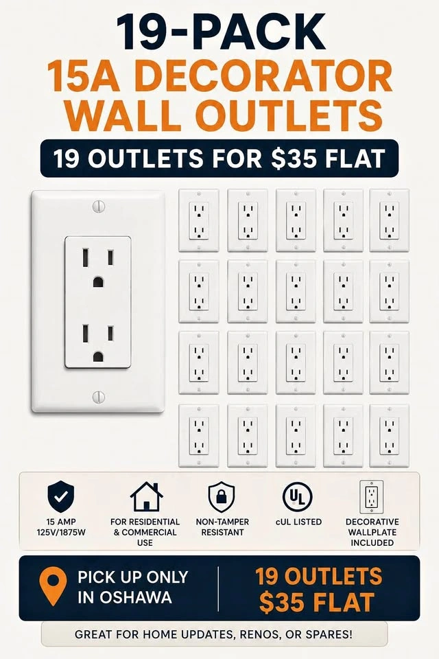 BESTTEN 19 Pack - 15 Amp Decorator Wall Receptacle Outlet