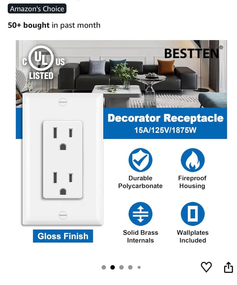 BESTTEN 19 Pack - 15 Amp Decorator Wall Receptacle Outlet - photo 2