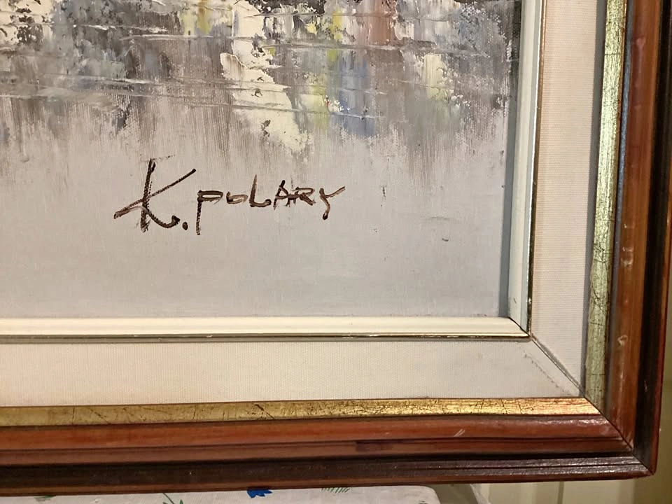 22.5 X 35” Original Oil on Canvas Painting signed by K. Polary