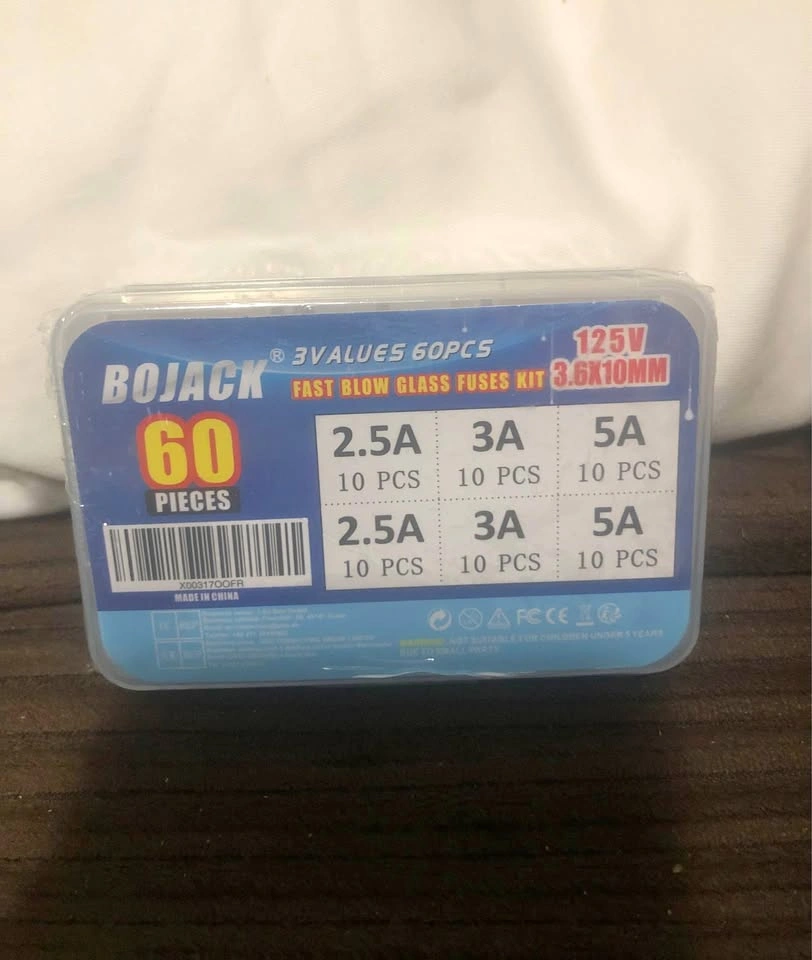 BOJACK Fast Blow Glass Fuses Kit 125V 60pc