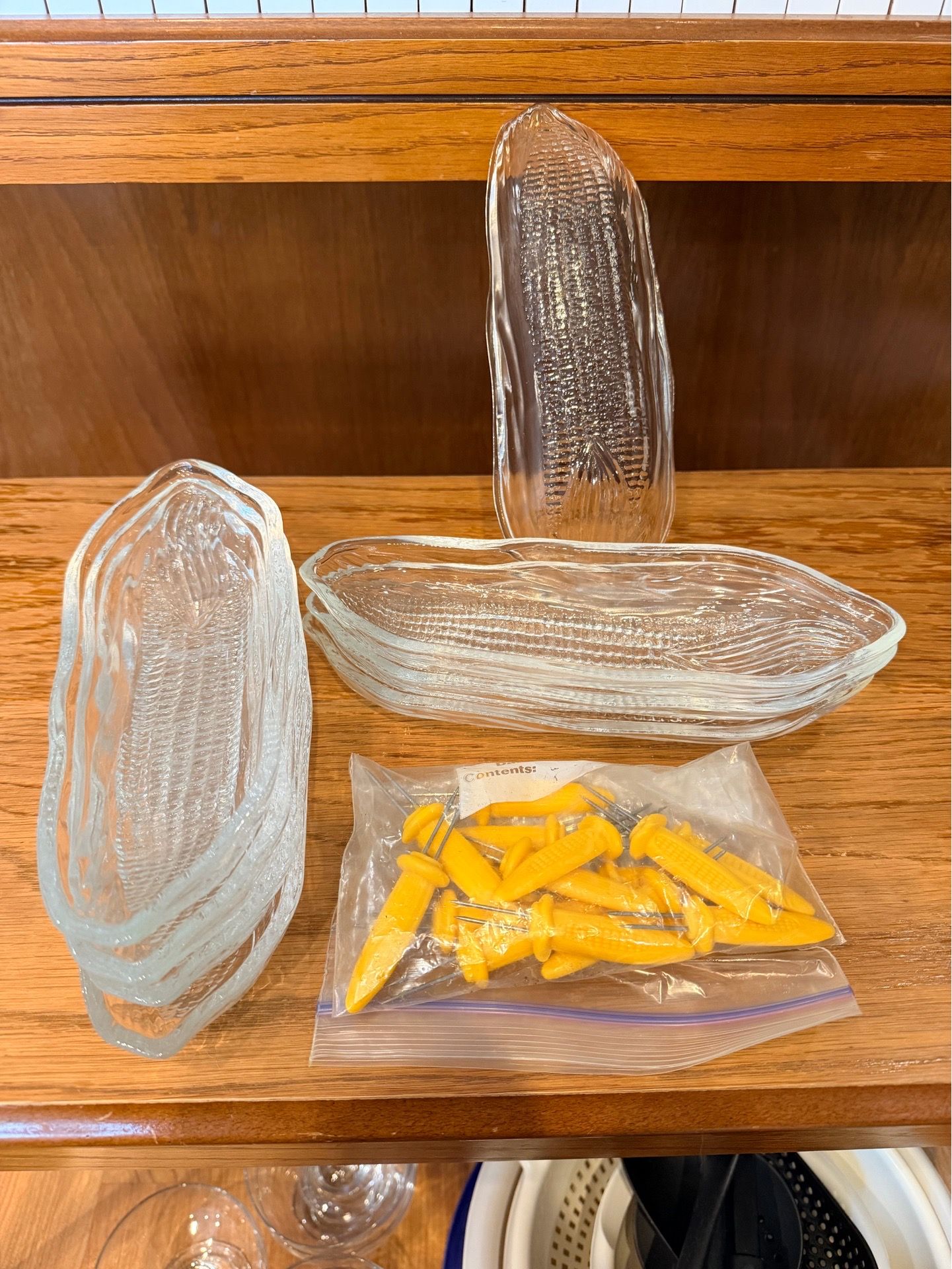 Vintage corn on the cob glass dishes & holders - photo 2