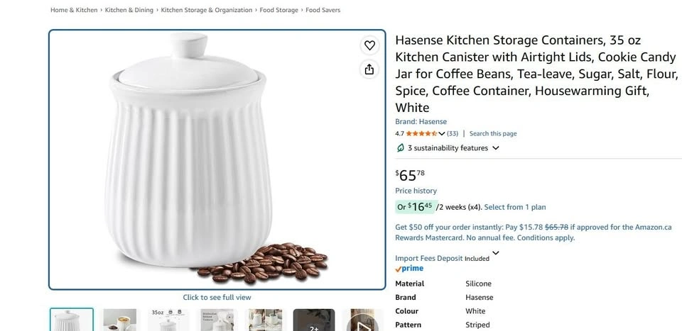 Hasense Kitchen Storage Containers, 35 oz Kitchen Canister - photo 2