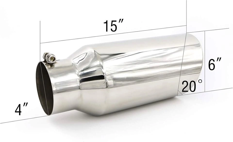 Remarkable Power 4" Inlet 6" Outlet 15" Stainless Exhaust Tip