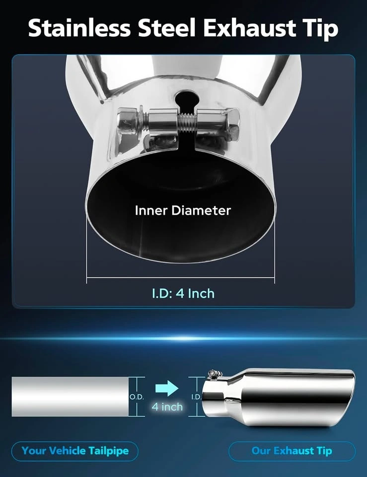 Remarkable Power 4" Inlet 6" Outlet 15" Stainless Exhaust Tip - photo 5
