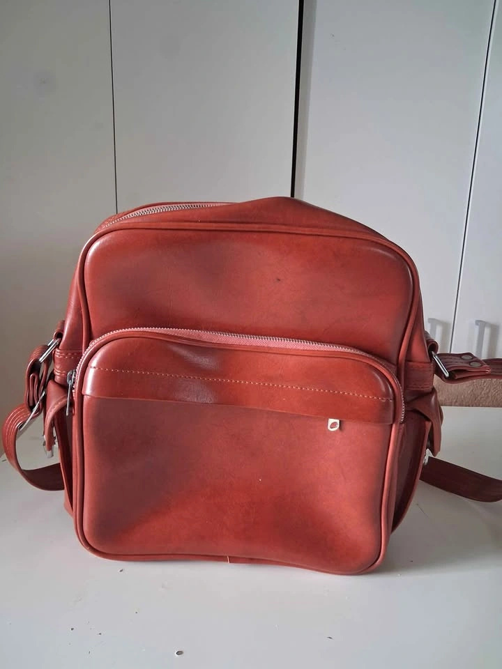 Vintage Reddish-Brown Faux Leather Messenger Bag - photo 2