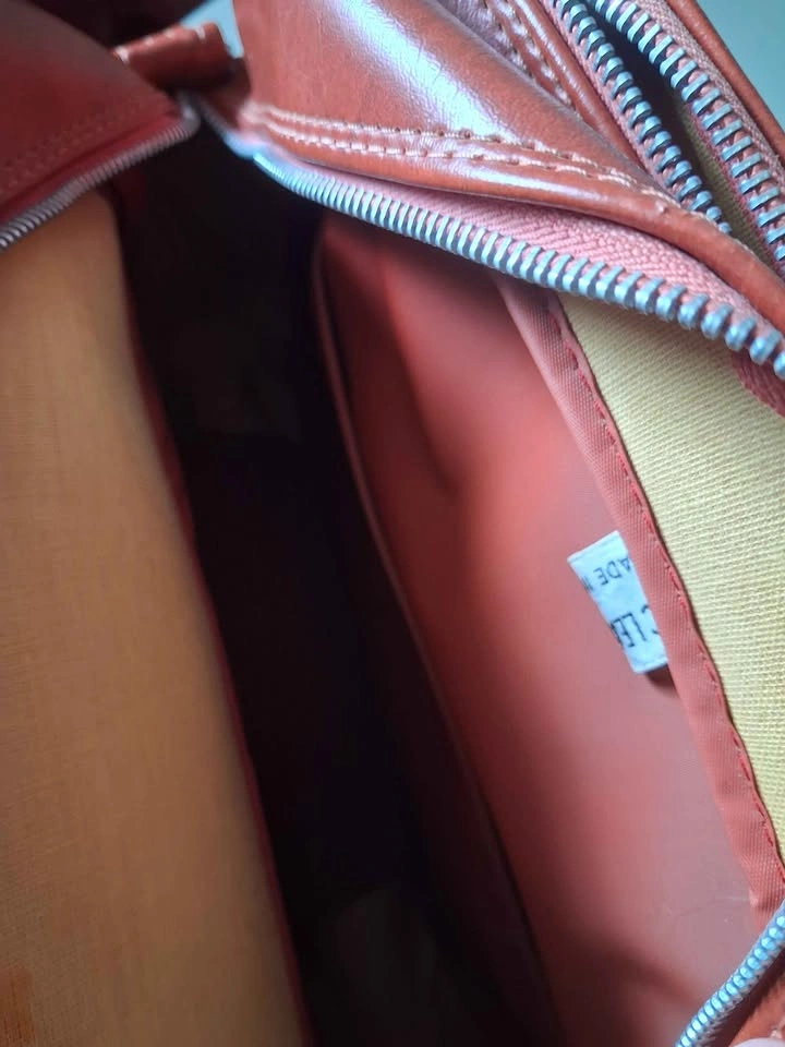 Vintage Reddish-Brown Faux Leather Messenger Bag - photo 4