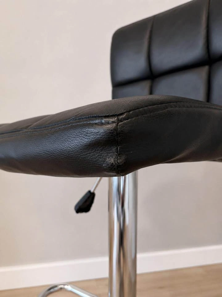 Black Faux Leather Adjustable Bar Stool - photo 3