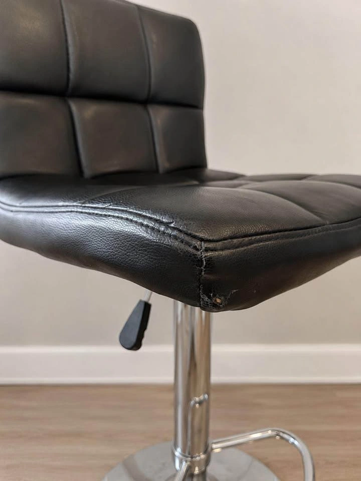Black Faux Leather Adjustable Bar Stool - photo 4