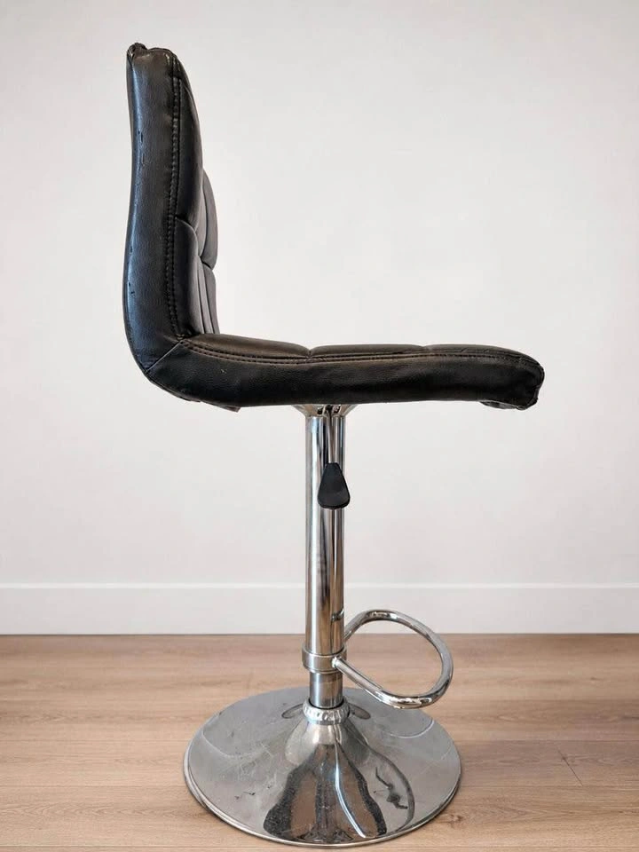Black Faux Leather Adjustable Bar Stool - photo 5