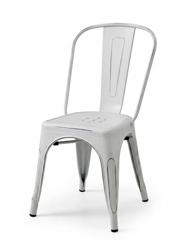 Set of 4 White Tolix Style Metal Dining Chairs