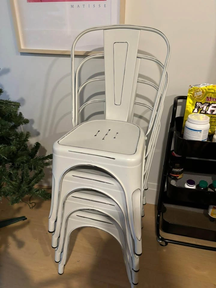 Set of 4 White Tolix Style Metal Dining Chairs - photo 2