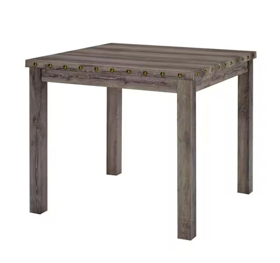 NEW Counter-Height Table – Rustic Gray Oak | Nailhead Trim