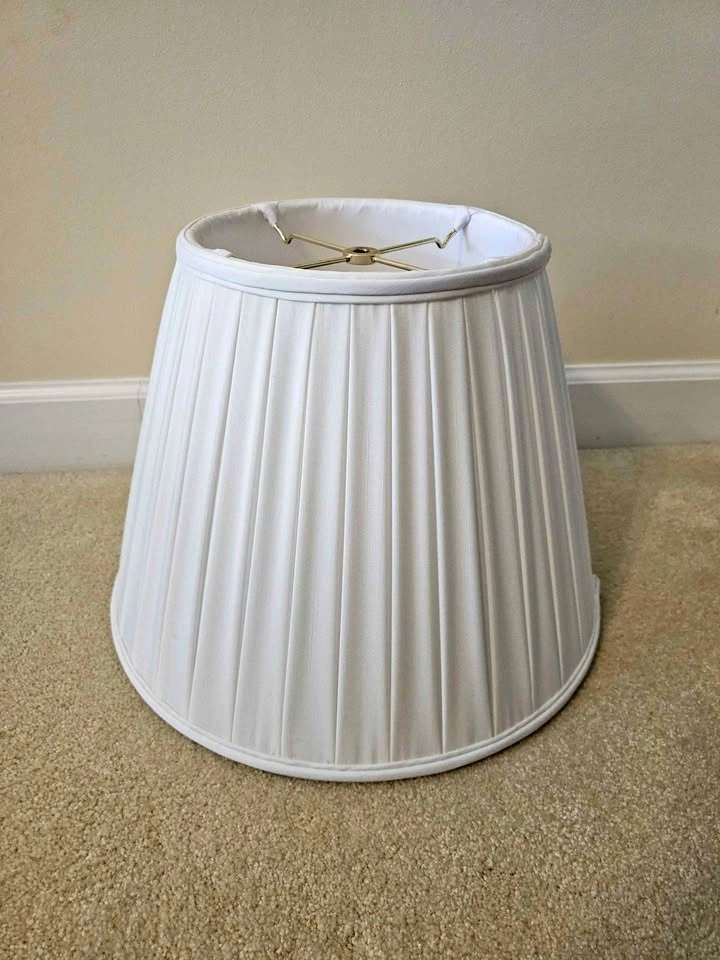 White Cloth Lampshade - 12" Tall, 16" Wide