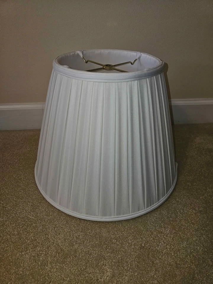 White Cloth Lampshade - 12" Tall, 16" Wide - photo 2