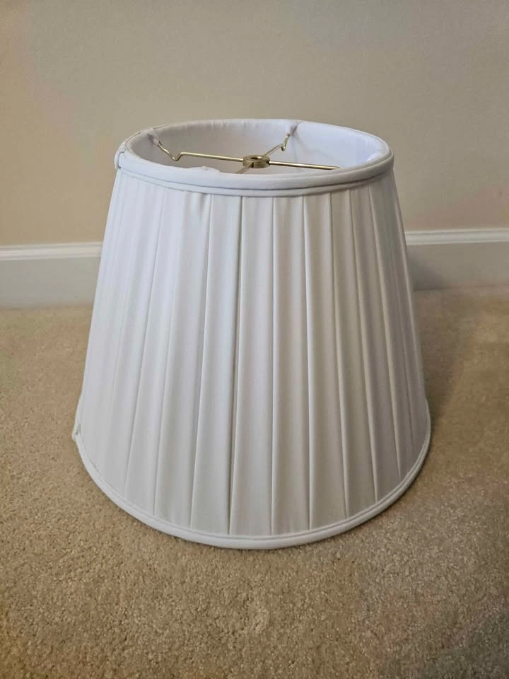 White Cloth Lampshade - 12" Tall, 16" Wide - photo 3