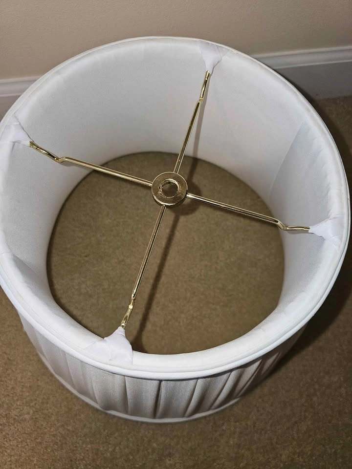 White Cloth Lampshade - 12" Tall, 16" Wide - photo 5