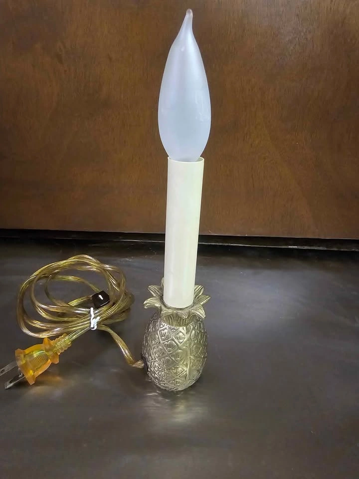 Brass Pineapple Candle Lamp Vintage Cute TESTED - photo 4