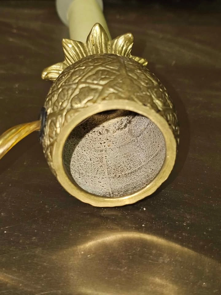 Brass Pineapple Candle Lamp Vintage Cute TESTED - photo 5