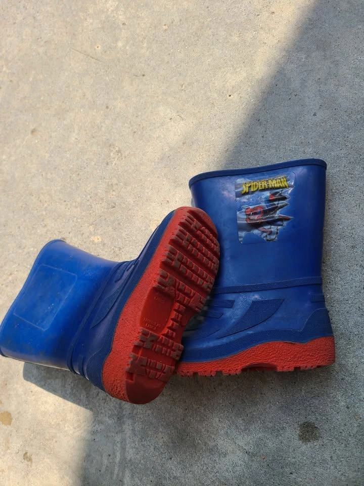 Spiderman rain boots + toys
