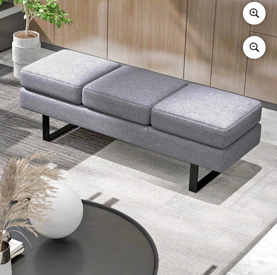 Costway 3-Seat Upholstered Waiting Room Bench – Grey