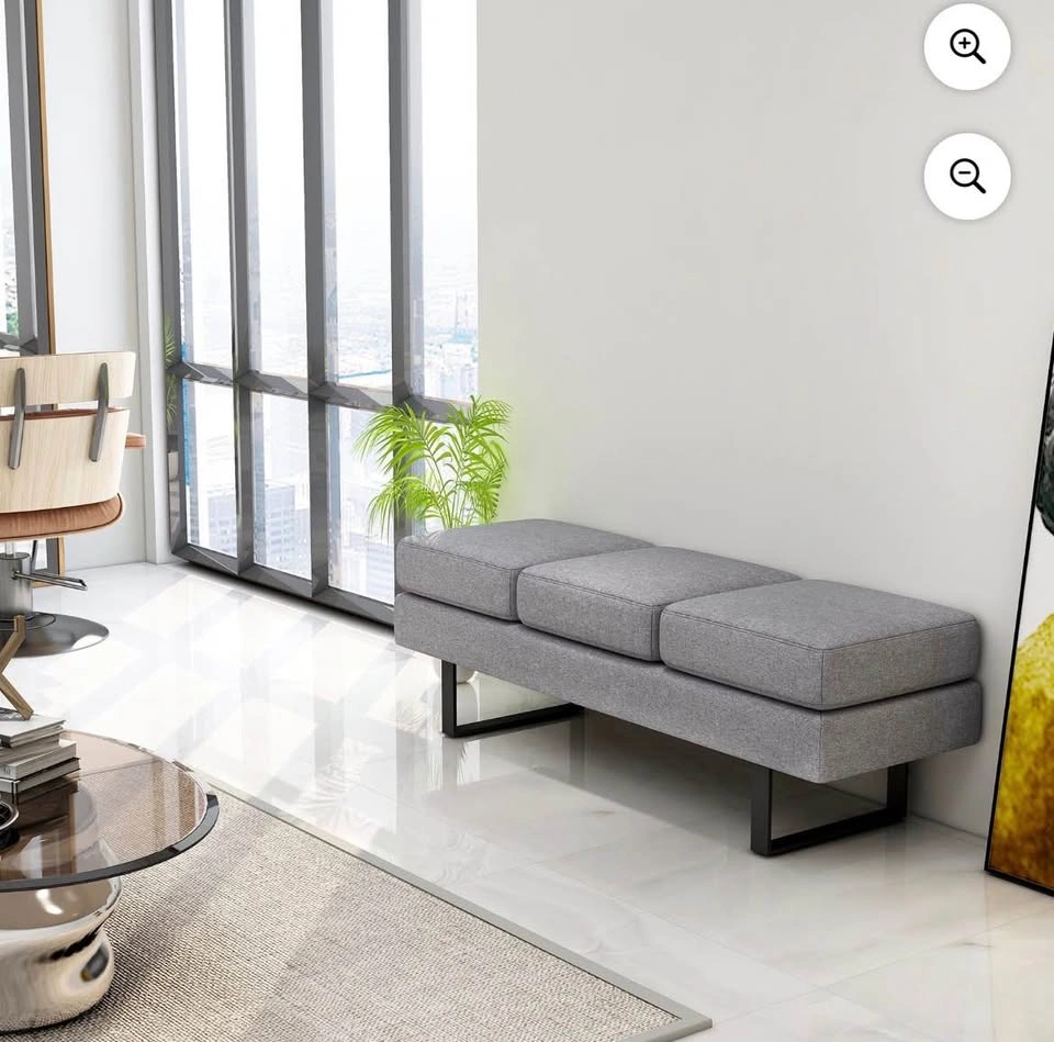 Costway 3-Seat Upholstered Waiting Room Bench – Grey - photo 3