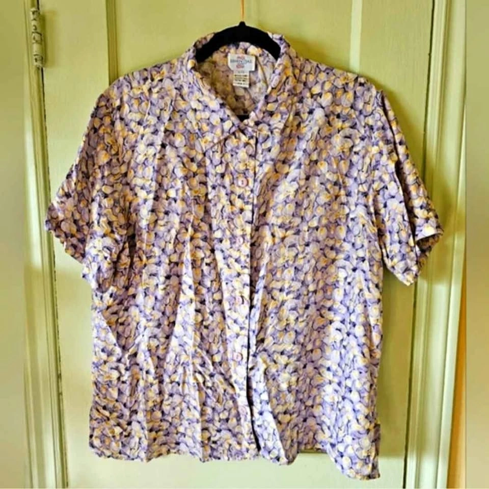 Vintage 100% Silk Women's Large Abstract Print Shirt