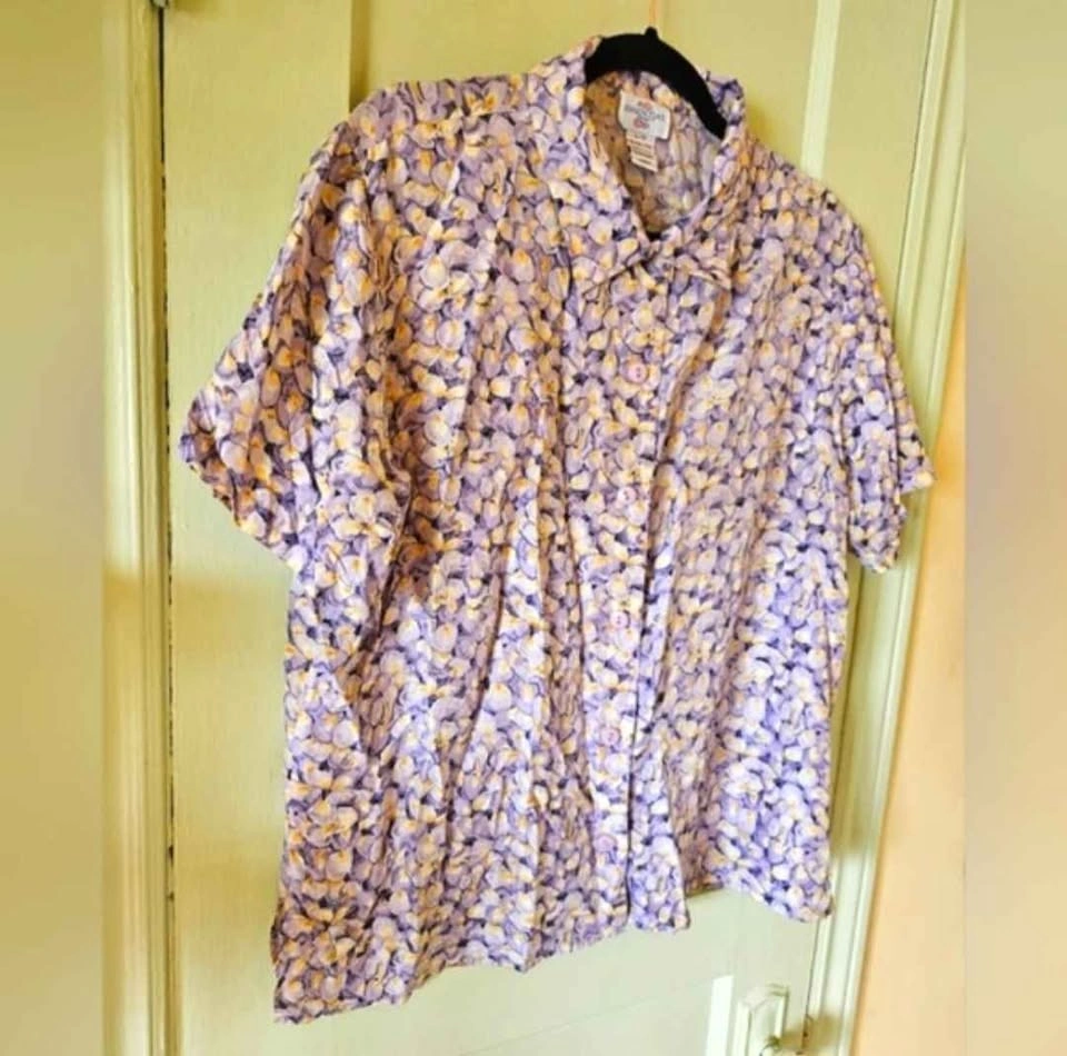 Vintage 100% Silk Women's Large Abstract Print Shirt - photo 4