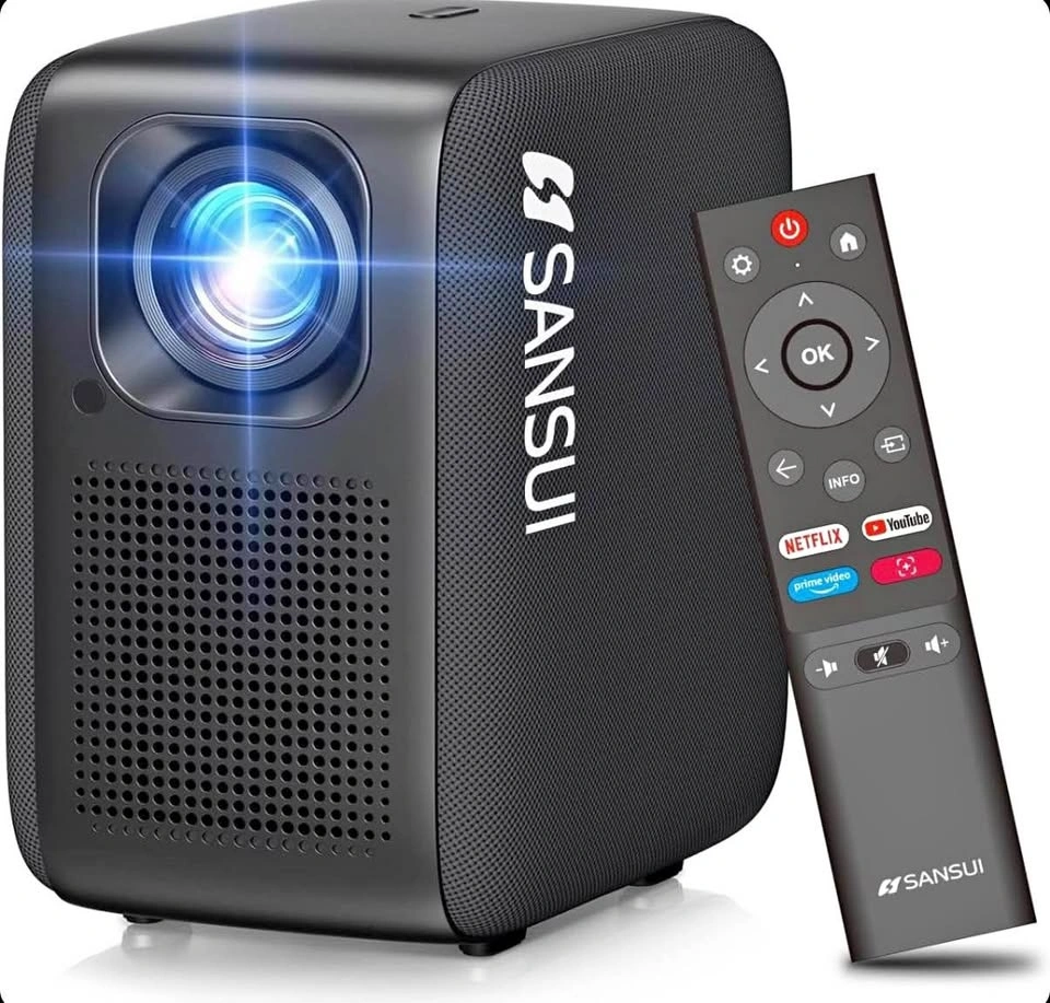 SANSUI Portable Projector | WiFi + Bluetooth | 1080P Smart