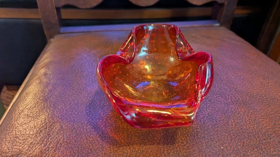 Vintage Murano Red glass Bullicante Style Decorative Bowl - photo 2