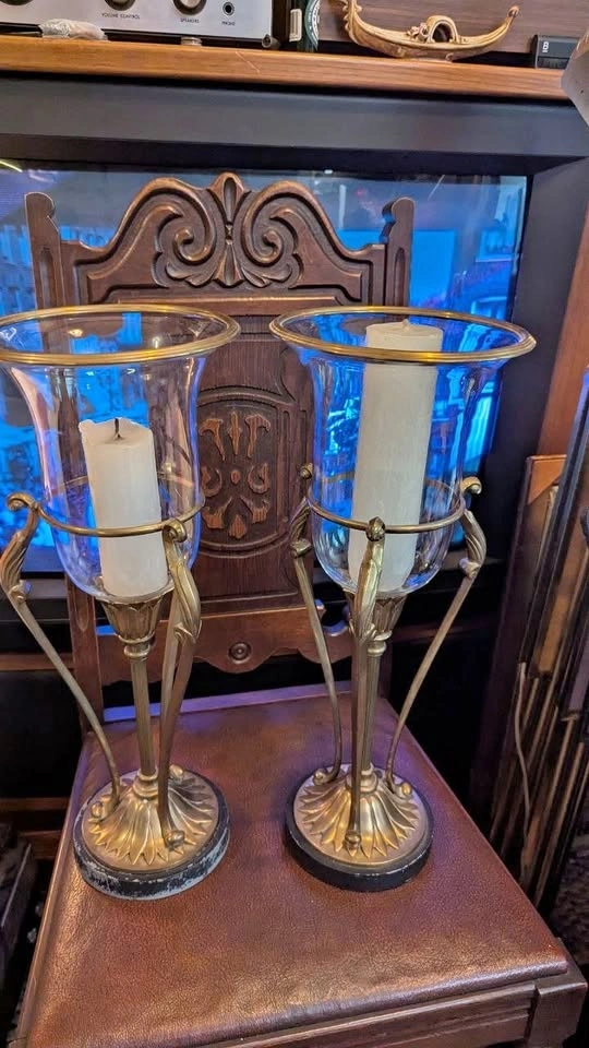 Pair of Large Decorative Candle Holders