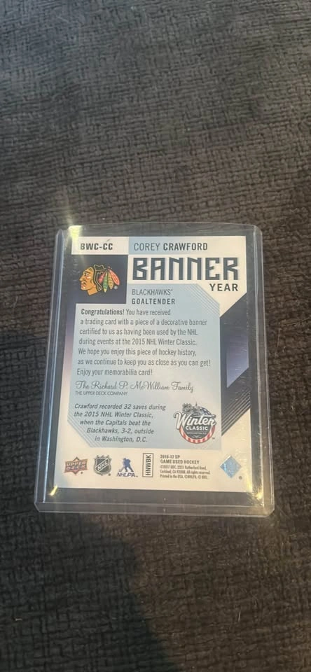 Corey Crawford Blackhawks 2015 NHL Winter Classic Banner Year Ga - photo 2