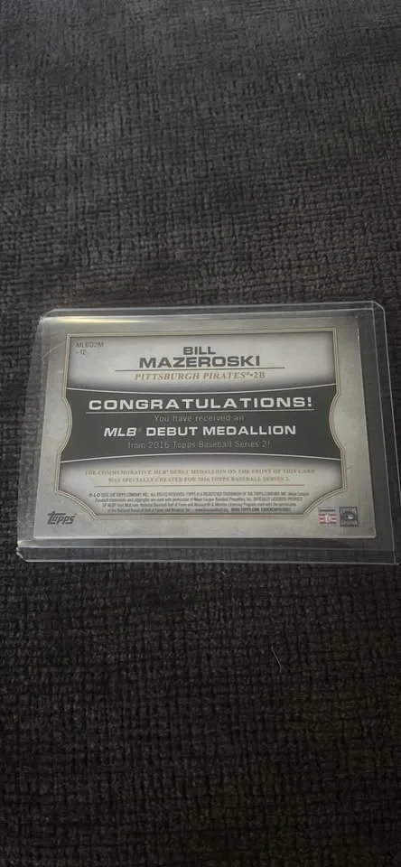 Bill Mazeroski Pittsburgh Pirates 2016 Topps MLB Debut Medallion - photo 2