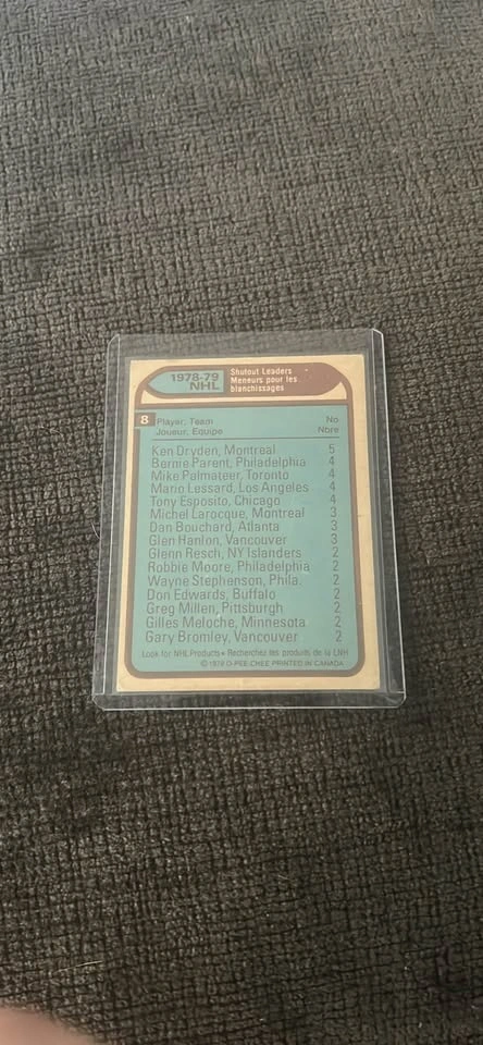 1978-79 O-Pee-Chee NHL Shutout Leaders Hockey Card - photo 2
