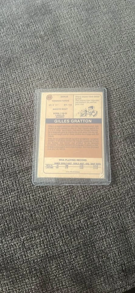 Vintage Gilles Gratton Toronto Toros WHA Hockey Card #65 Autogra - photo 2