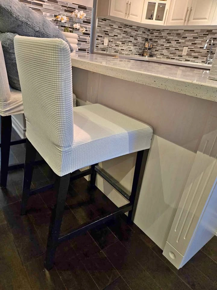 IKEA HENRICKSDAL Pair of White Counter Height Bar Stools