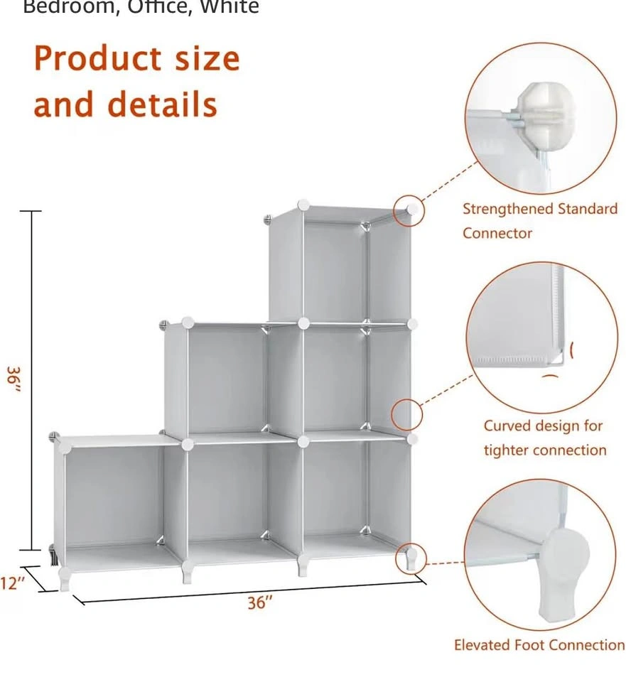 White Modular 6-Cube Storage Organizer 36x36x12