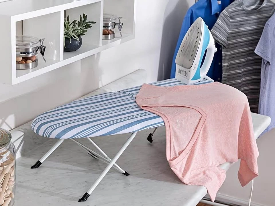 Portable ironing board blue white stripe