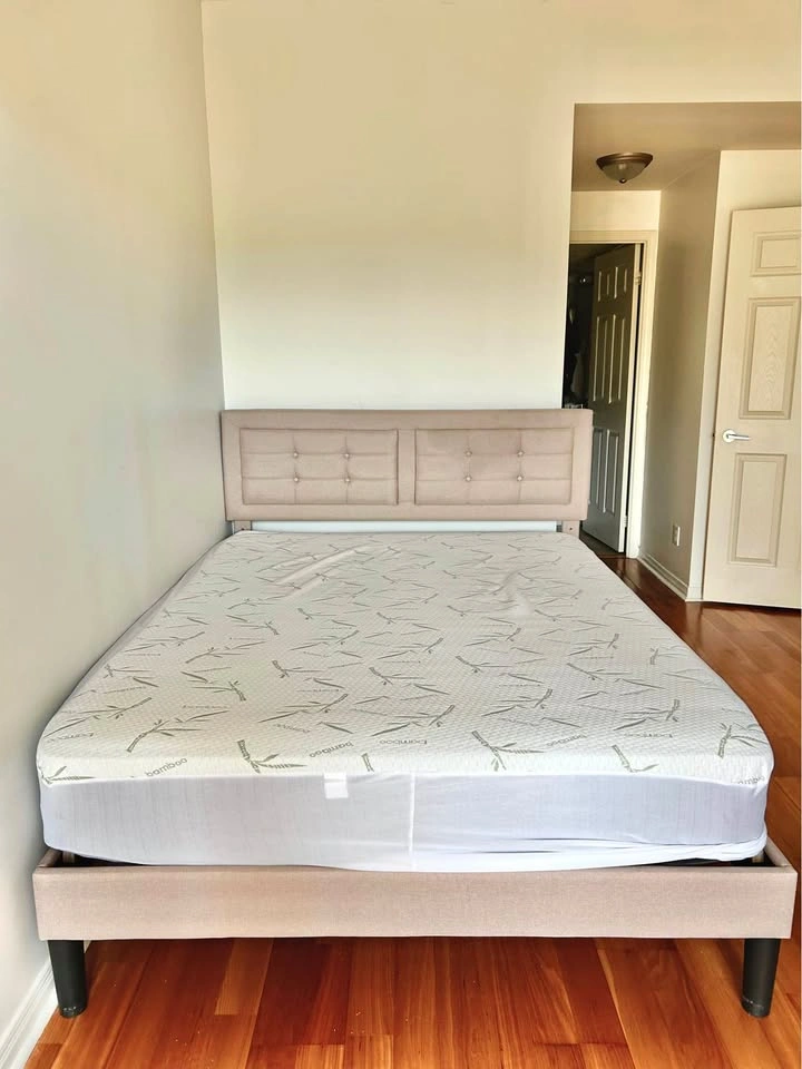 Queen Bed frame and mattress (sells separately)