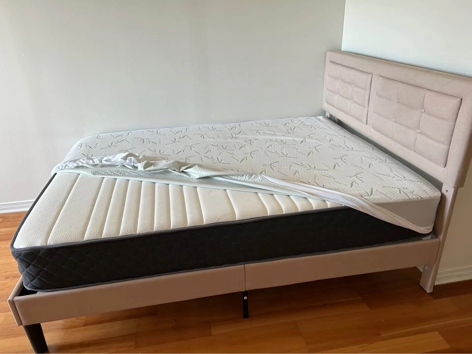 Queen Bed frame and mattress (sells separately) - photo 2