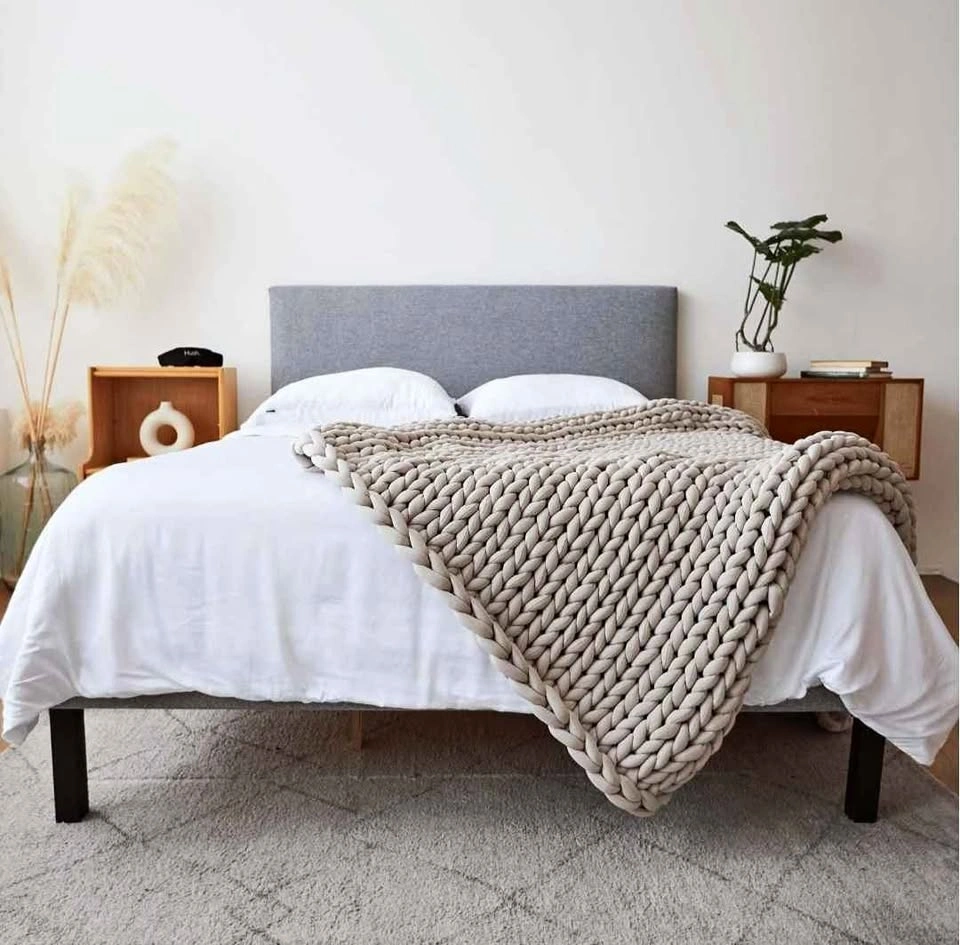 Hush Knit Weighted Blanket 15 Lbs 48x72 Grey Cotton