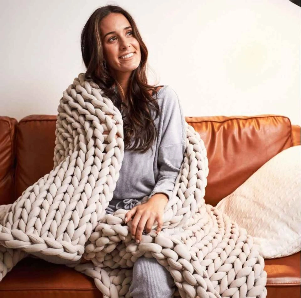 Hush Knit Weighted Blanket 15 Lbs 48x72 Grey Cotton - photo 3