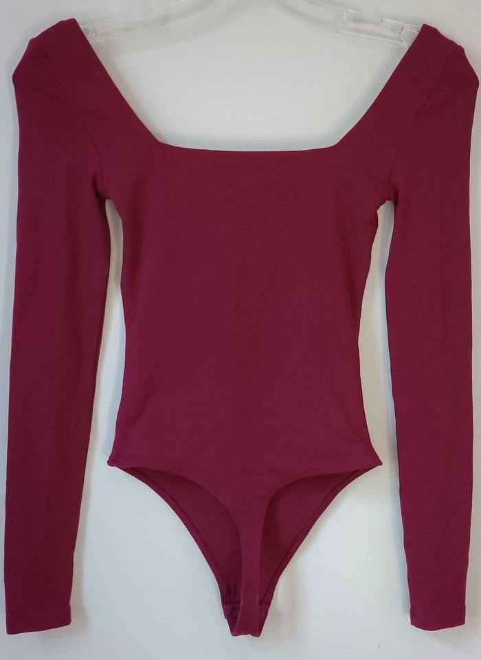 Aritzia Babaton Contour Squareneck Long Sleeve Bodysuit Burgundy - photo 3
