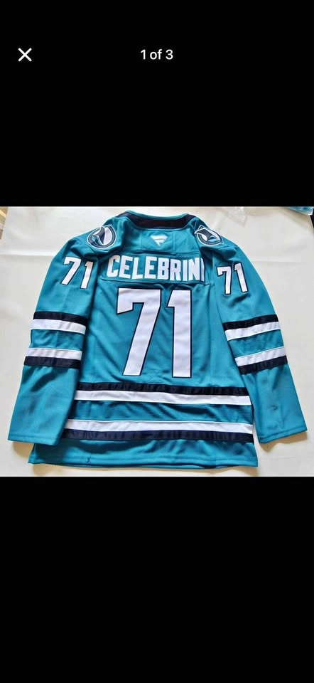 San Jose Sharks Celebrini 71 Hockey Jersey