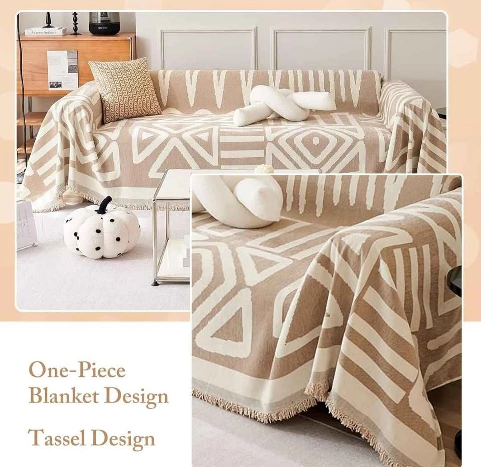 Boho Couch Cover 71"x118" Chenille Reversible Blanket - photo 2