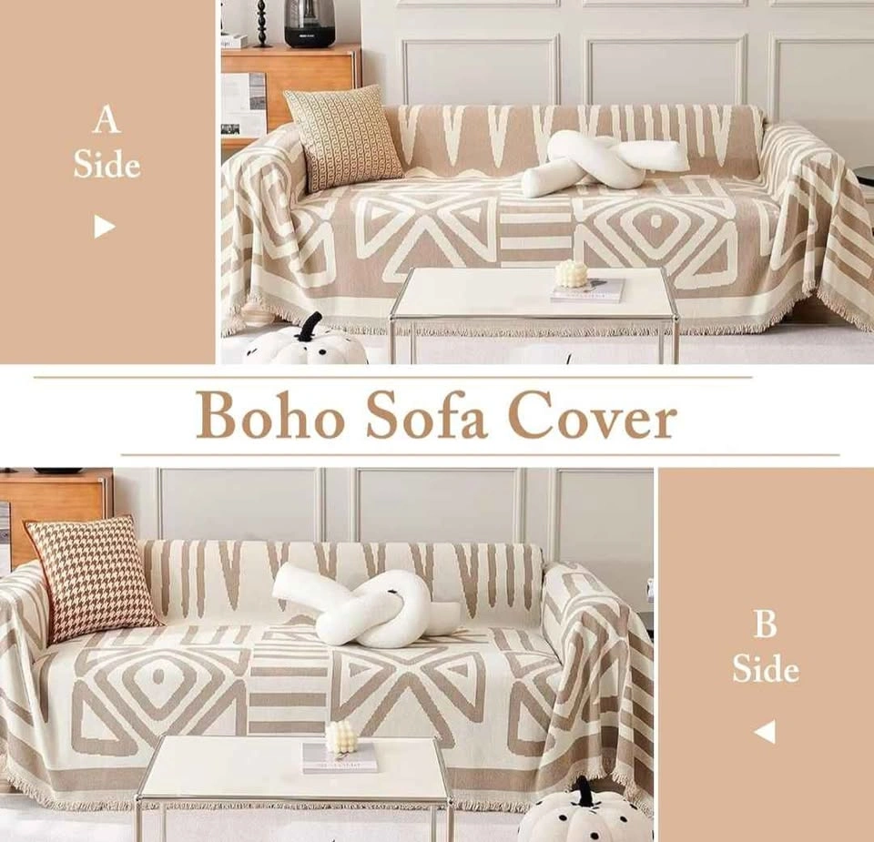 Boho Couch Cover 71"x118" Chenille Reversible Blanket - photo 3